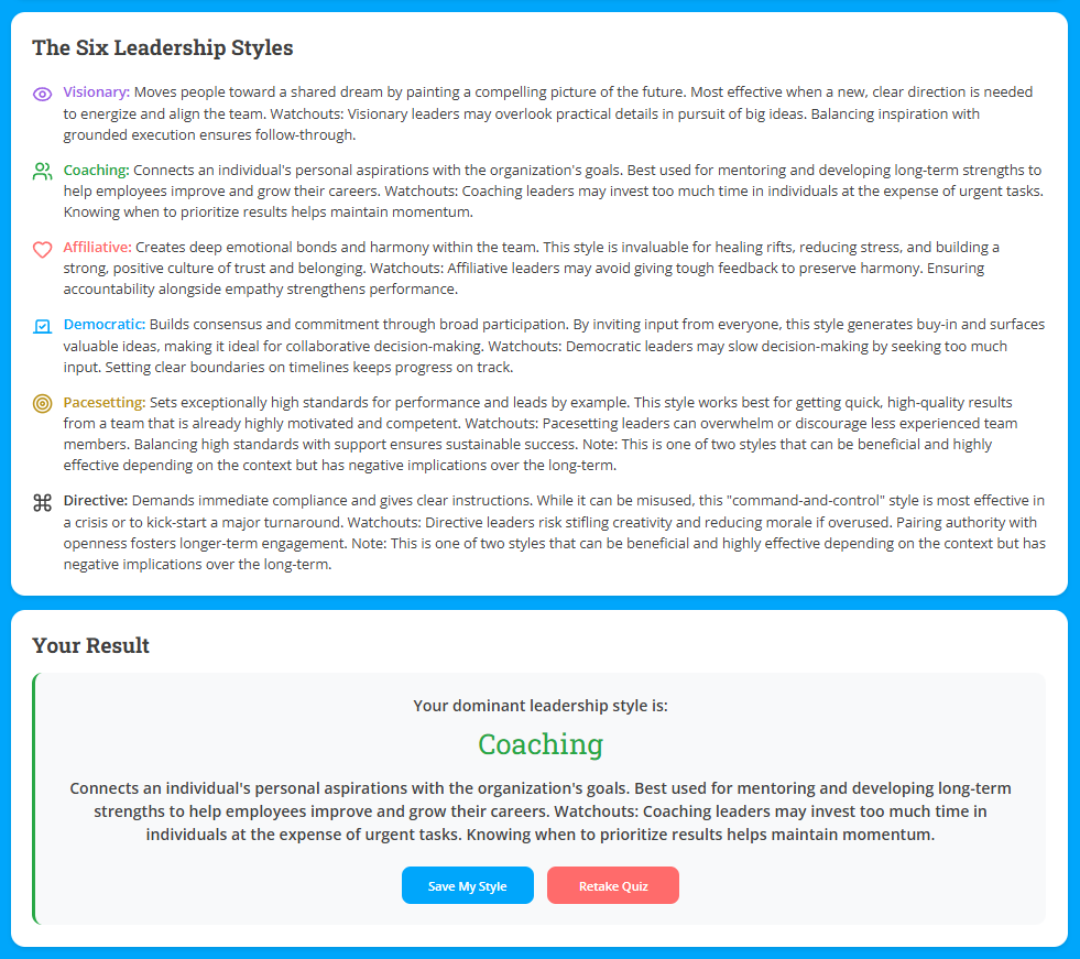 Leadership Style Assessment feature illustration